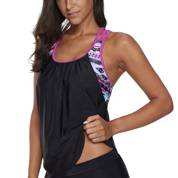 Womens Tankini Large Black Swimwear Modest Beach Seaside - Picture 3 of 5